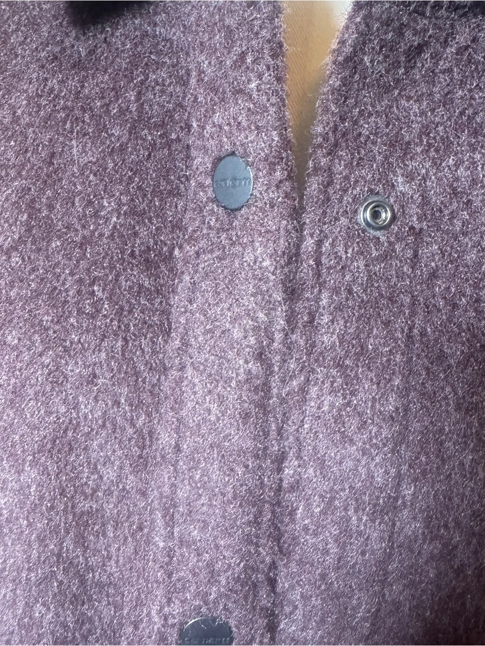 Carhartt Fleece Shirt Jacket Mens XL Loose Fit Snap Front Purple Plum Shacket